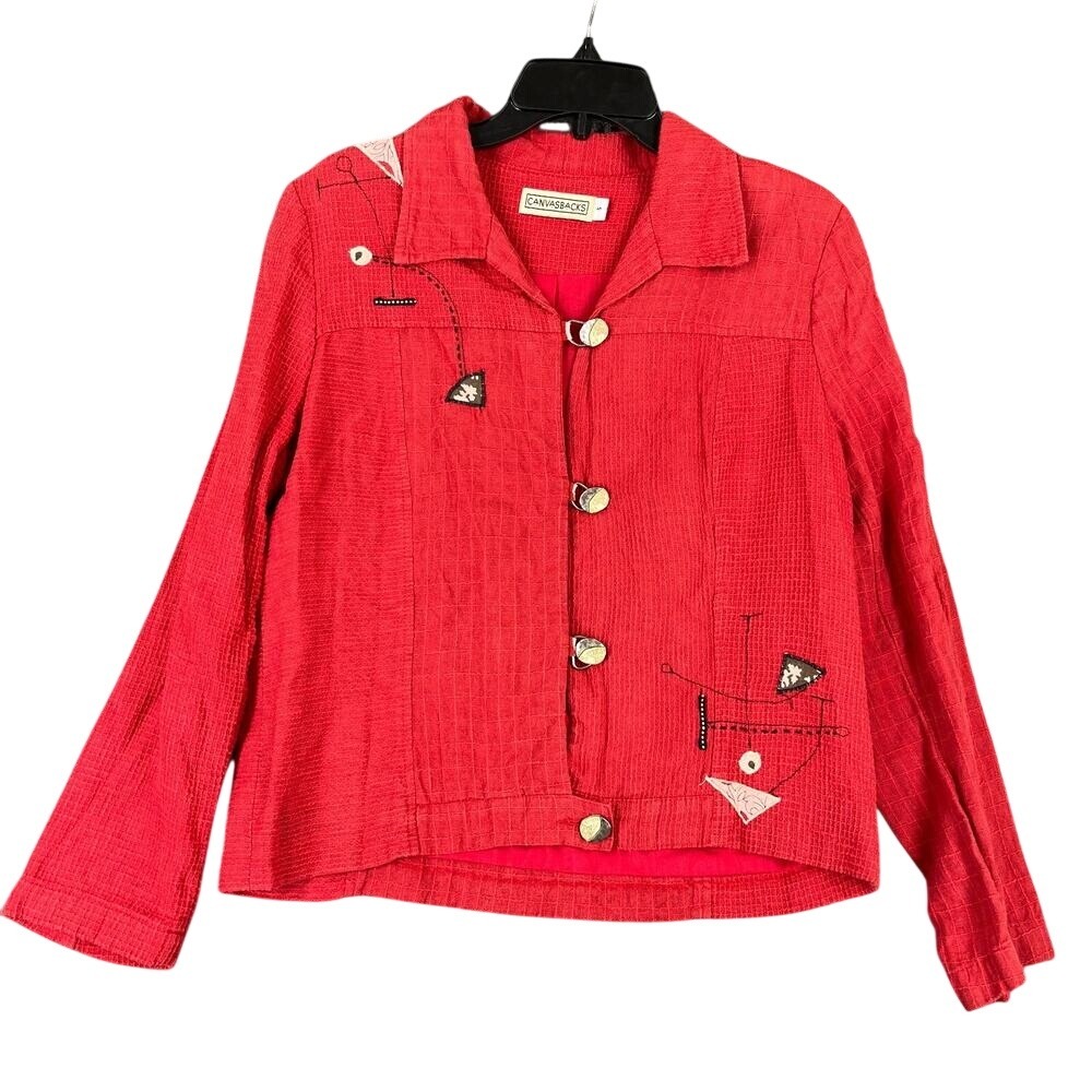 Vintage 90s Canvasbacks Jacket Women S Made USA Textured Artisan Eccentric Artsy